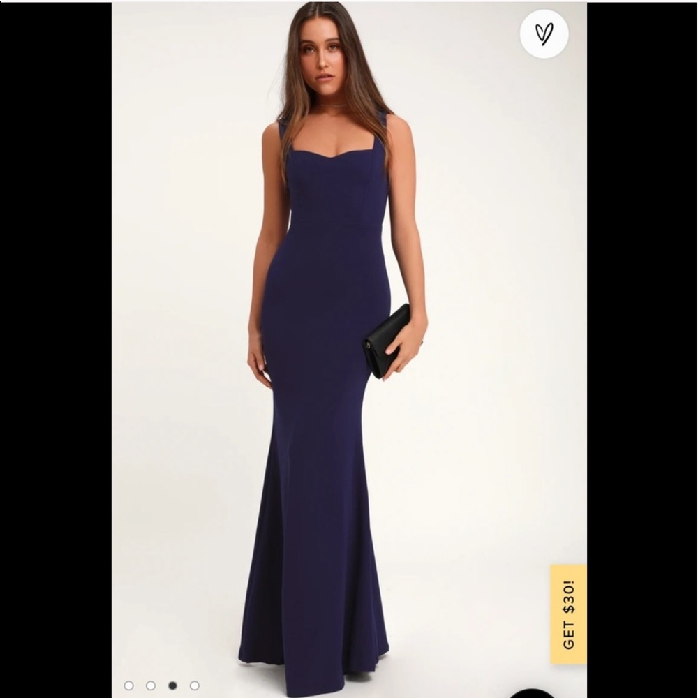 LULU’S Dark Blue Party Dress - Picture 2 of 5